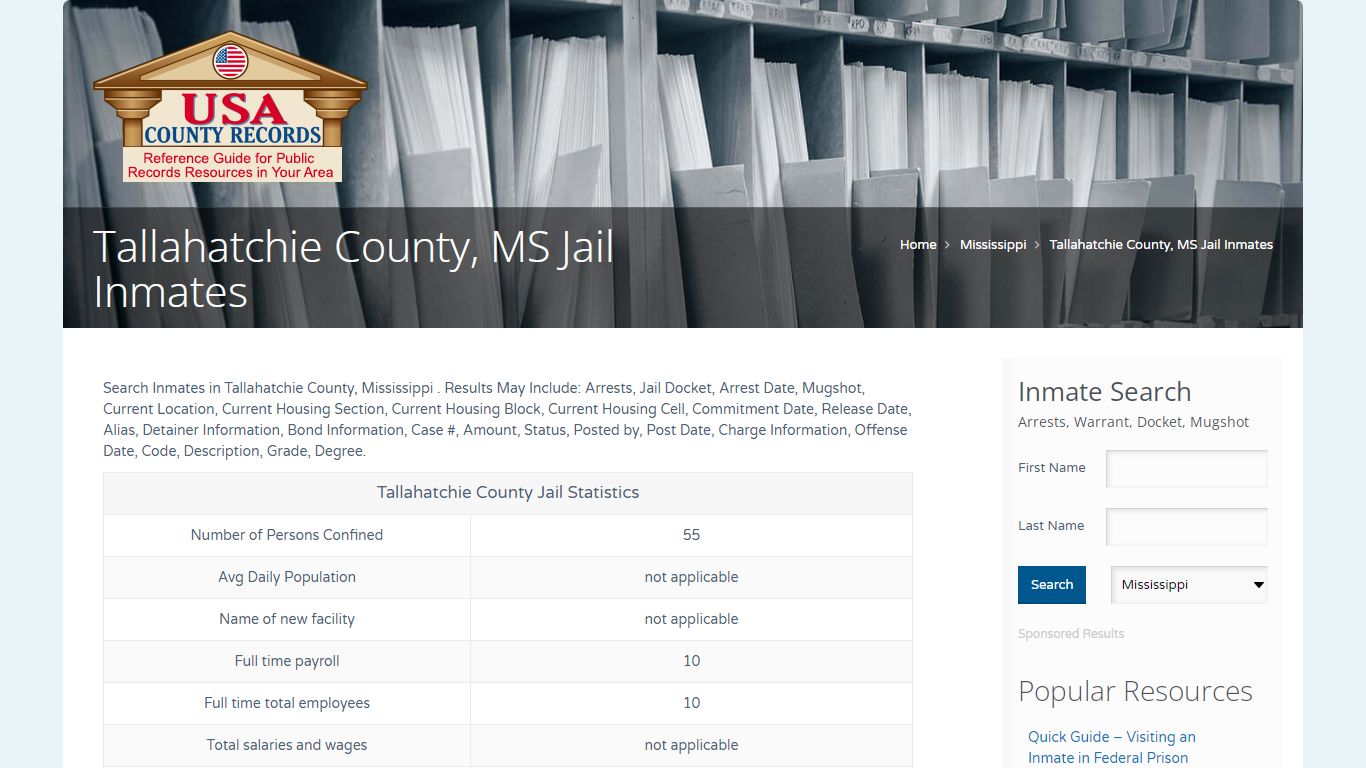 Tallahatchie County, MS Jail Inmates | Name Search